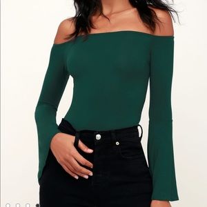 🆕 Hunter Green Off the Shoulder Top